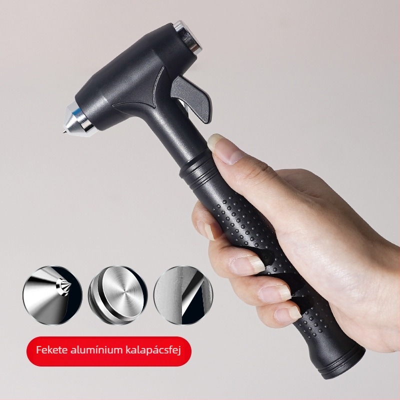 Autóbiztonsági kalapács, többfunkciós menekülő eszköz, autóablak-széttörő kalapács, ABS + tungsten steel, tömeg 187 g, Zhejiang eredet, Ming che zhi bao