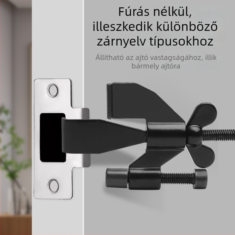 Pillangó ajtóstopper, falra szerelhető, lyukasztás nélküli típus, kézi működtetés, anyag: cink ötvözet és vas