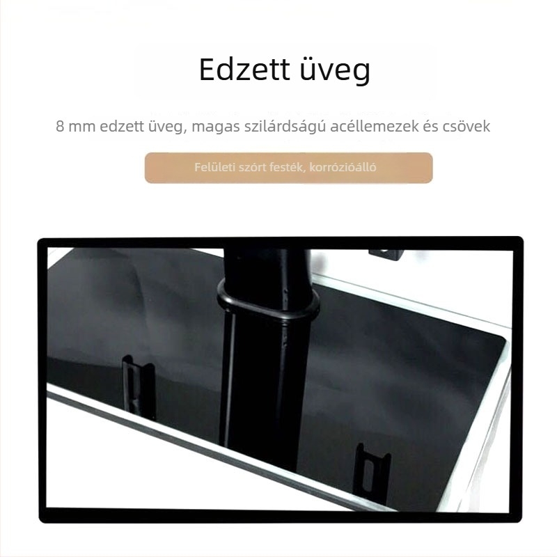LCD TV asztali állvány univerzális kompatibilitással, kézi állítás, hidegen hengerelt acél tartó, falra szerelhető, teherbírás >15 kg
