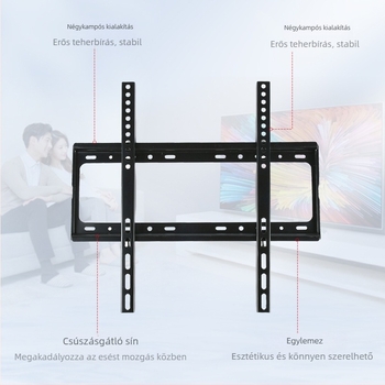 Beépített LCD TV falra szerelhető tartó, vasból készült, mechanikus működtetés, teherbírás 15 kg-ig, falra szerelhető