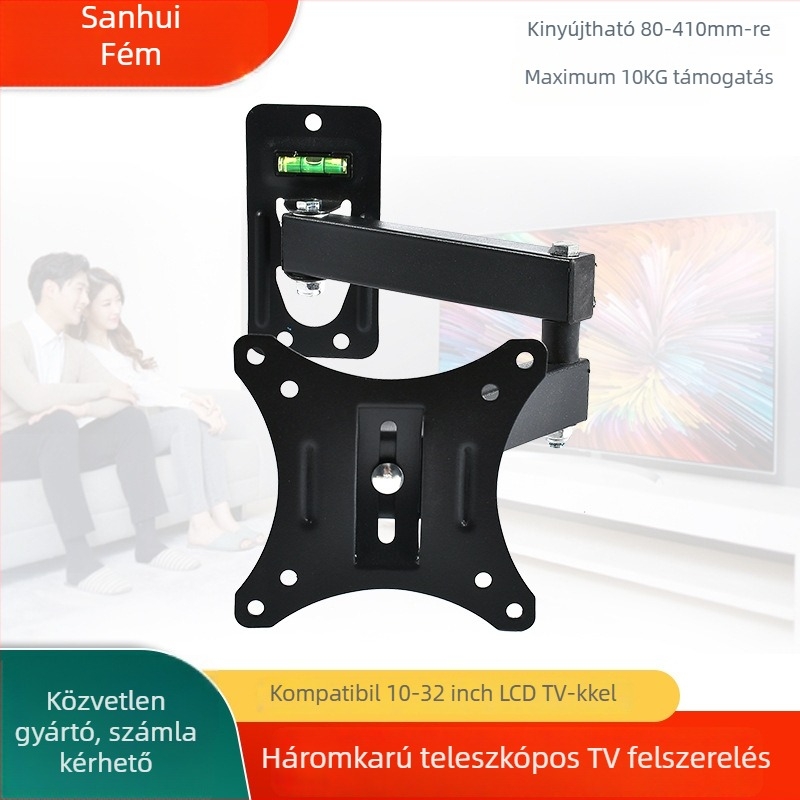HY210 Teleszkópos, forgó falra szerelhető TV/monitor tartó, 11-15 kg kapacitás