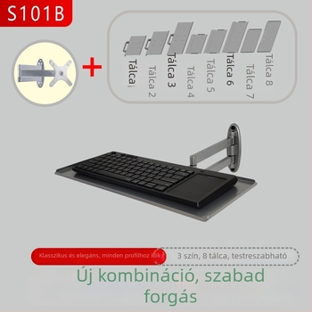 Senya S101B Fekete teleszkópos billentyűzet- és egér tálca, tartó mini billentyűzethez