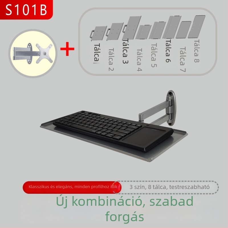 Senya S101B Fekete teleszkópos billentyűzet- és egér tálca, tartó mini billentyűzethez
