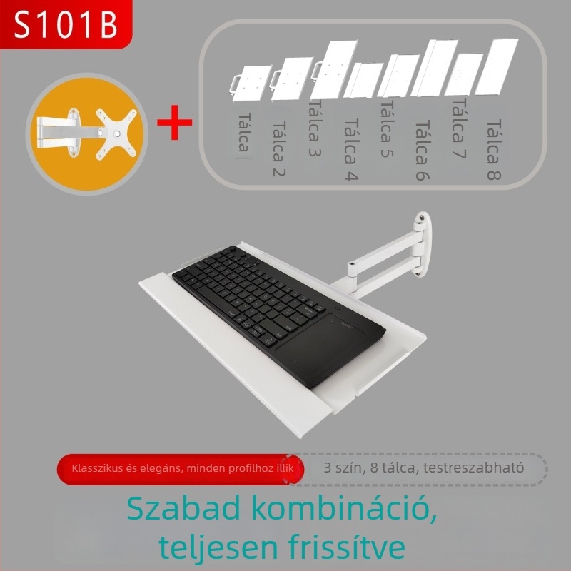 Senya S101B Fekete teleszkópos billentyűzet- és egér tálca, tartó mini billentyűzethez
