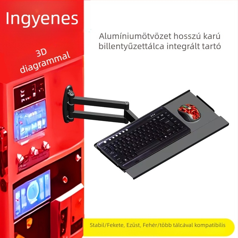 Senya S101B Fekete teleszkópos billentyűzet- és egér tálca, tartó mini billentyűzethez
