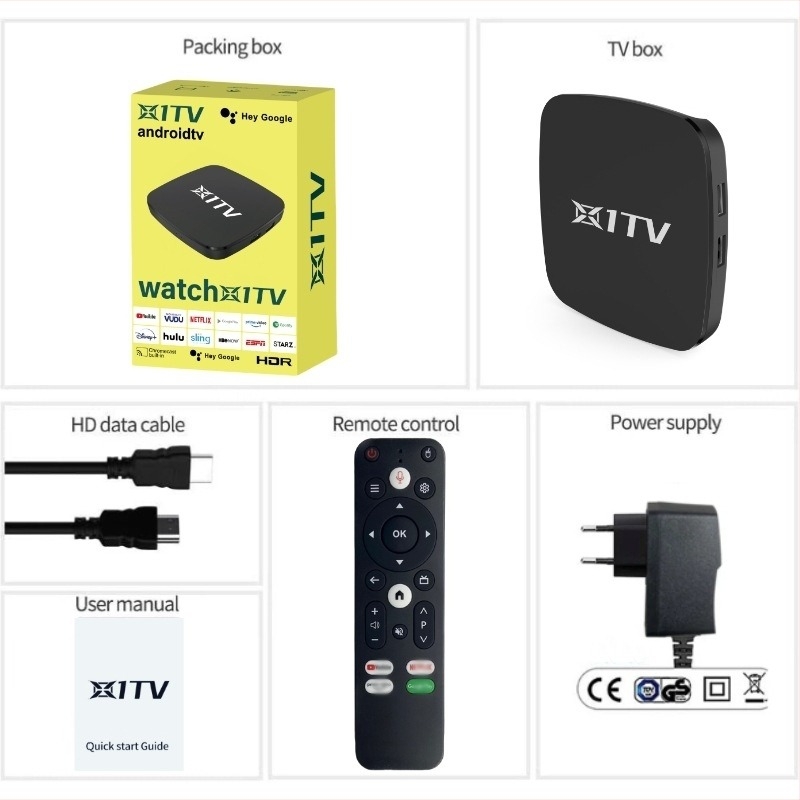 TV Box X1TV1: Android TV médialejátszó, quad‑core processzor, 1080p HD, két sávos Wi‑Fi, 8/64/128GB beépített tárhely.