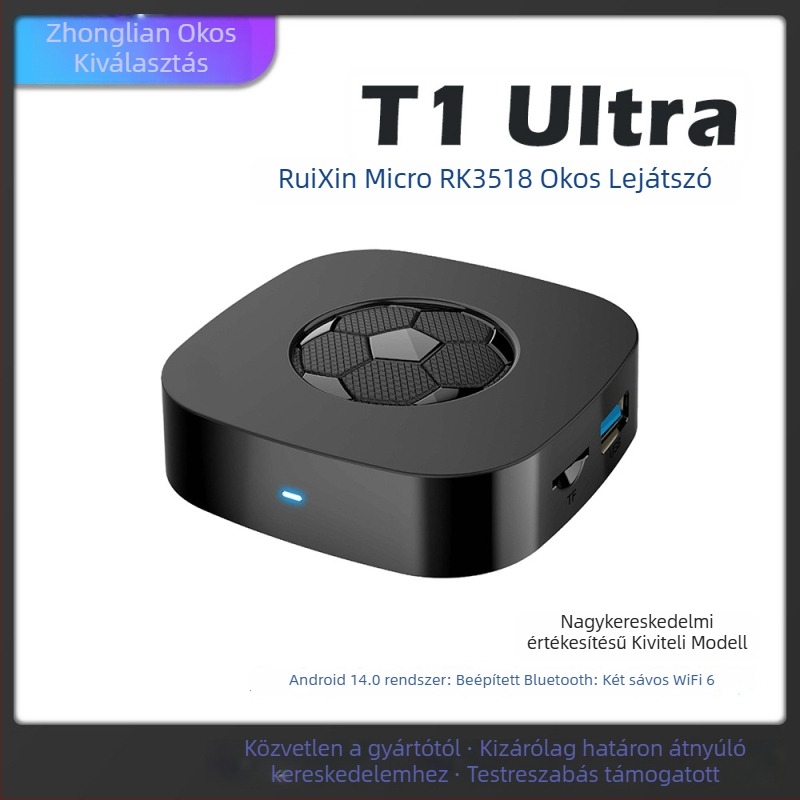 Android TV Box T1Ultra — Quad Core, Allwinner A53, 2GB RAM, 16GB tárhely, 4K 3840x2160