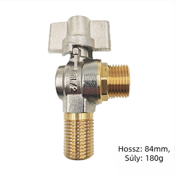 Réz anyagú 3-utas golyóscsap, 20 mm belső átmérő, 1,6 MPa, menetes csatlakozás, melegvíz rendszerhez