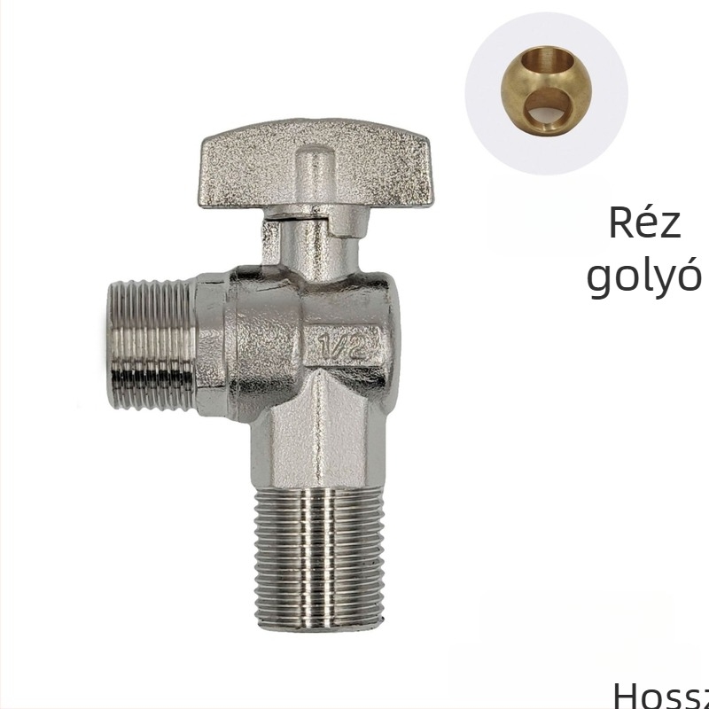 Réz anyagú 3-utas golyóscsap, 20 mm belső átmérő, 1,6 MPa, menetes csatlakozás, melegvíz rendszerhez