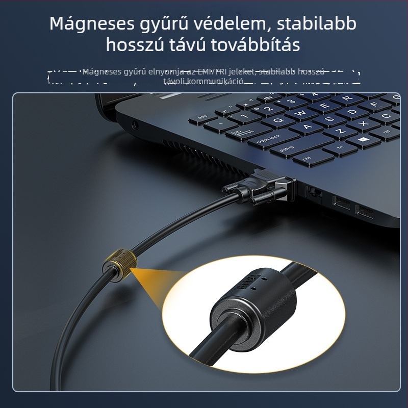 VGA kábel V316, 15 tűs, 1,5 m hosszú, mágneses gyűrű, réz-nikkel bevonatú vezető