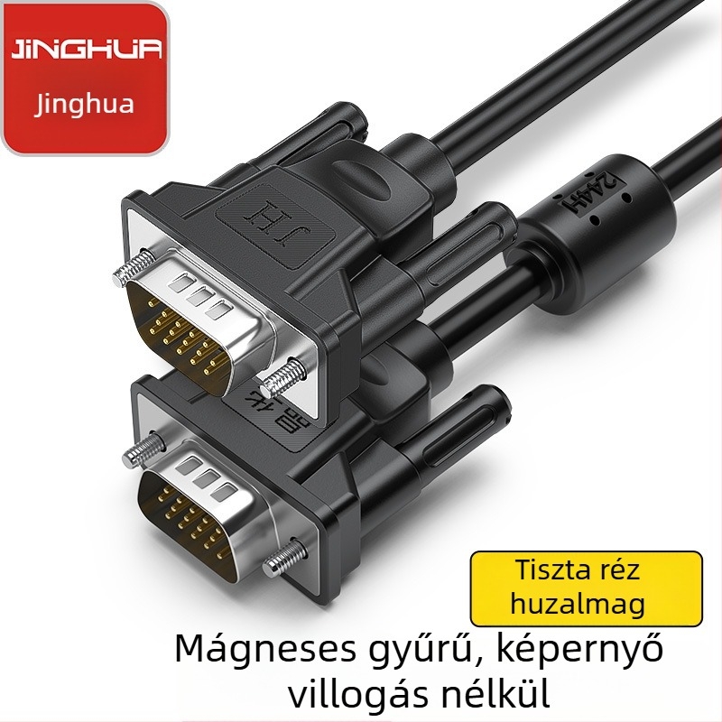 VGA kábel V316, 15 tűs, 1,5 m hosszú, mágneses gyűrű, réz-nikkel bevonatú vezető