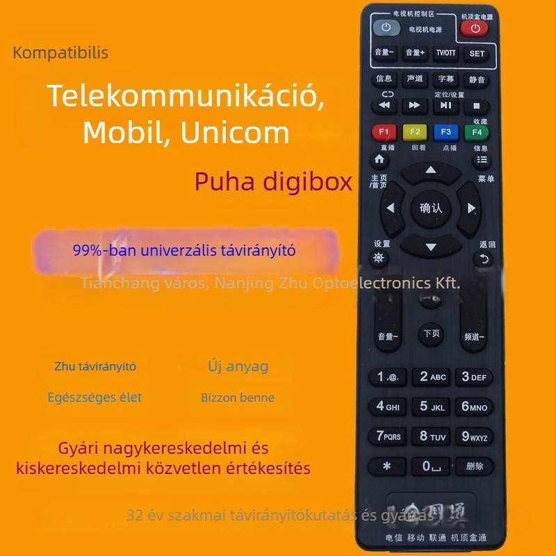 Televízióhoz univerzális távirányító, modell JZ-YK-01136, Crystal pearl tianhong, 10 m hatótávolság