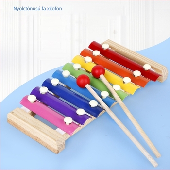 Fa nyolctónusú kézi ütőhangszer gyerekeknek (Anyag: fa; Kategória: fa zongora; Korcsoport: 0–3 év; 3C: fa játékok 14 éves korig)