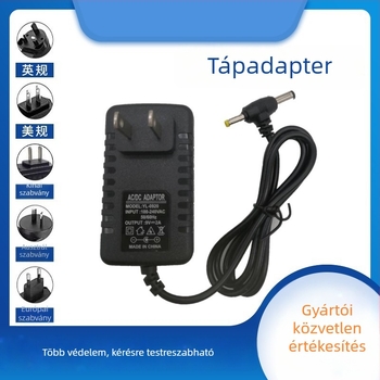 LED‑fényű univerzális AC/DC tápegység kiválasztható kimenetekkel: 12V/9V/5V/6V, max. 2A; alkalmas routerekhez, set-top boxokhoz, monitorokhoz, kis TV-khez, DVD-lejátszókhoz és hangfalakhoz