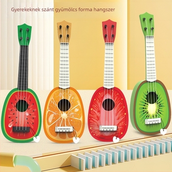 Gyerekeknek szóló gyümölcsös gitár-ukulele - Oktató műanyag játék, 4-6 éveseknek, kategória: gitár/basszus, dobozos csomagolás, interaktív tanulás