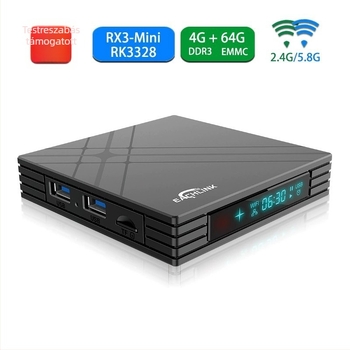 RX3-Mini RK3328 4K Android TV Box, 1GB RAM, 8-64GB tárhely, Android 7.1