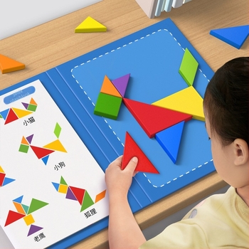 Mágneses tangram puzzle gyerekeknek 4-6 évesek, síkpuzzle, márka Star boat, DIY kompatibilis