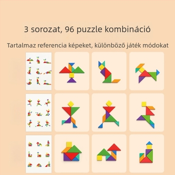 Mágneses tangram puzzle gyerekeknek 4-6 évesek, síkpuzzle, márka Star boat, DIY kompatibilis