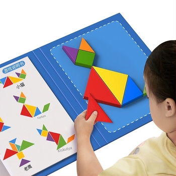 Mágneses tangram puzzle gyerekeknek 4-6 évesek, síkpuzzle, márka Star boat, DIY kompatibilis
