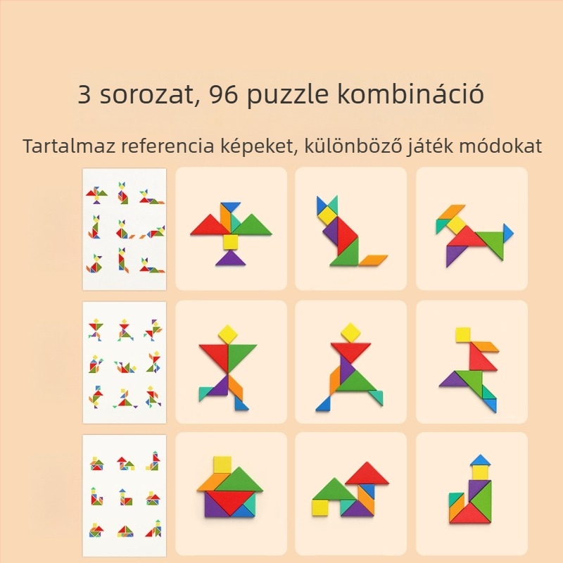 Mágneses tangram puzzle gyerekeknek 4-6 évesek, síkpuzzle, márka Star boat, DIY kompatibilis