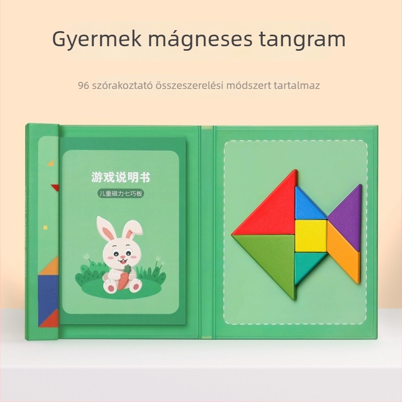 Mágneses tangram puzzle gyerekeknek 4-6 évesek, síkpuzzle, márka Star boat, DIY kompatibilis
