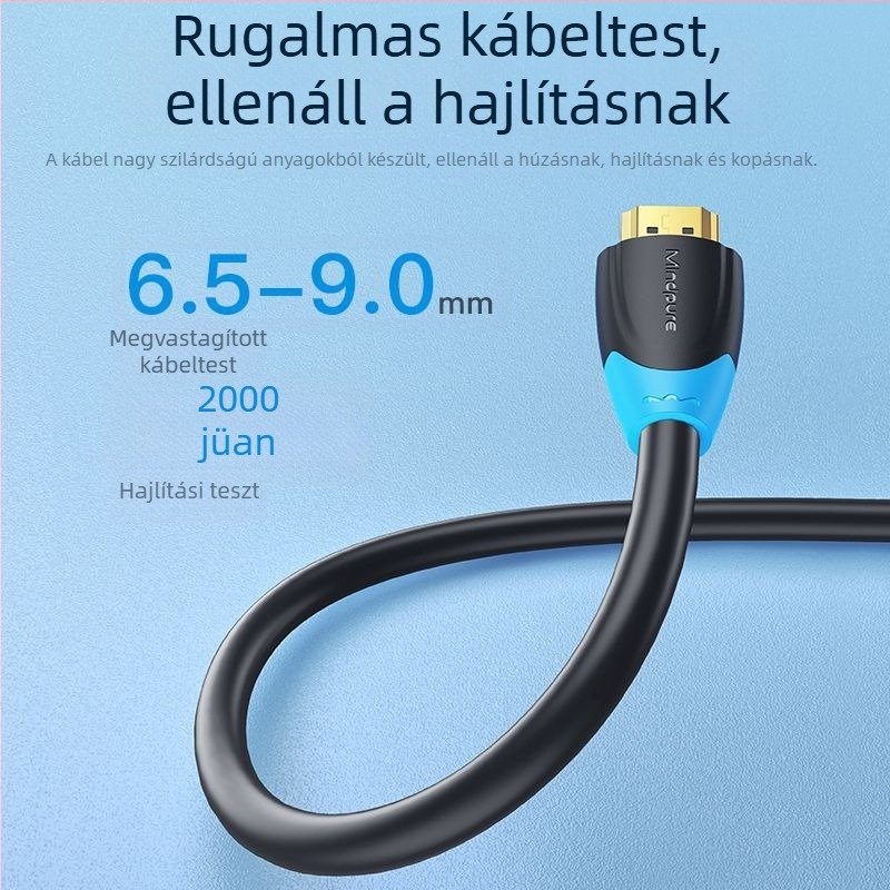 Mindpure HDMI-kábel 4K60Hz, 1,5 m, HDMI 2.0, aranyozott, PC-hez, laptophoz, set-top boxhoz és projektorhoz