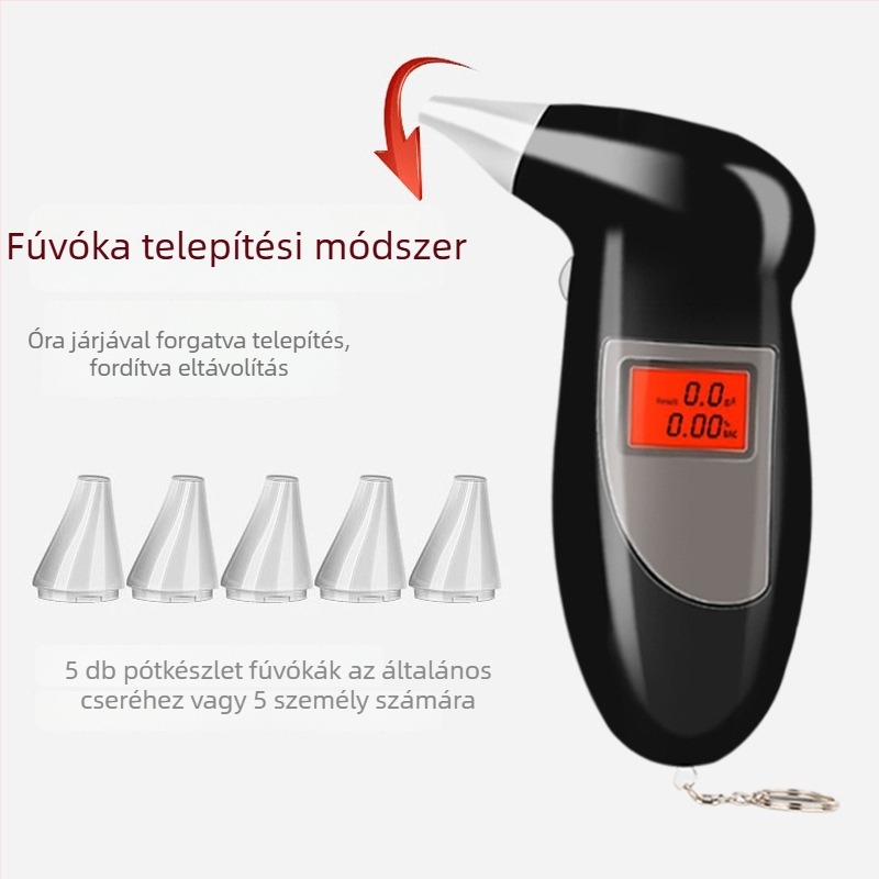 Autóba szerelhető hordozható alkoholszint-mérő, nagy pontosságú digitális kijelzővel, ABS műanyagból, testreszabható beállítások