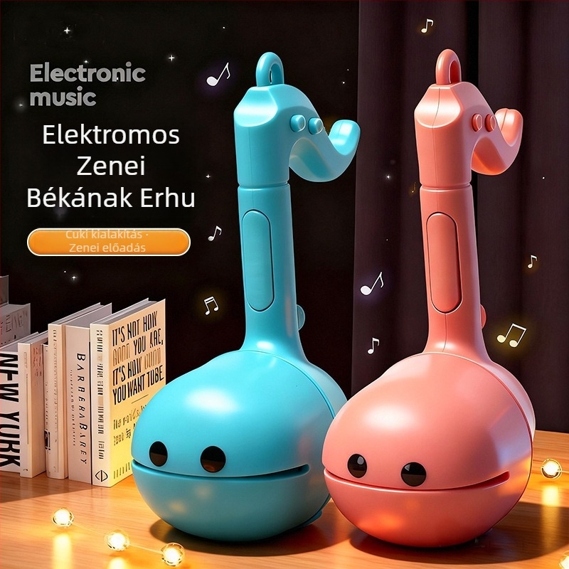 ERHU-hoz ihletett békalárva alakú elektronikus zenés játék gyerekeknek, műanyagból, 4–6 éveseknek, uniszex