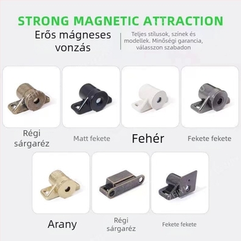 Kerek mágneses szekrényajtó zár, bronz felülettel, modell 0008, gardrób bútorokhoz