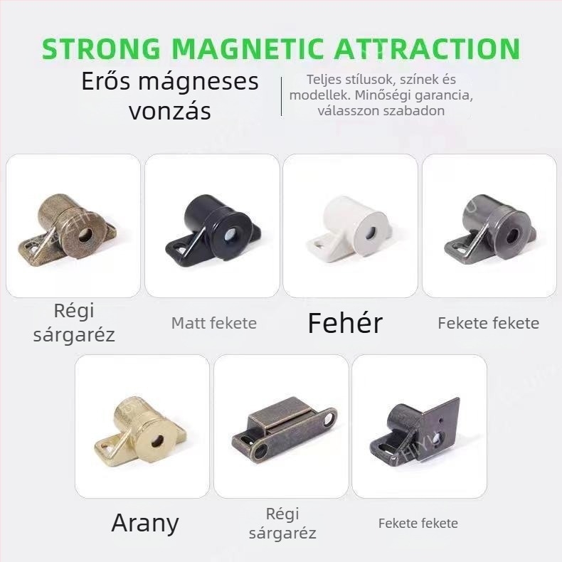 Kerek mágneses szekrényajtó zár, bronz felülettel, modell 0008, gardrób bútorokhoz