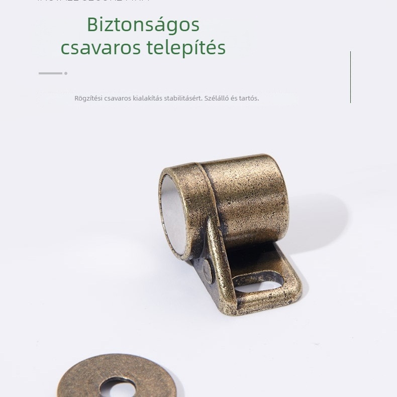 Kerek mágneses szekrényajtó zár, bronz felülettel, modell 0008, gardrób bútorokhoz