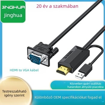 HDMI–to–VGA átalakító kábel Z128C, rézmagú, fejlett chip, hossz 1–10 m