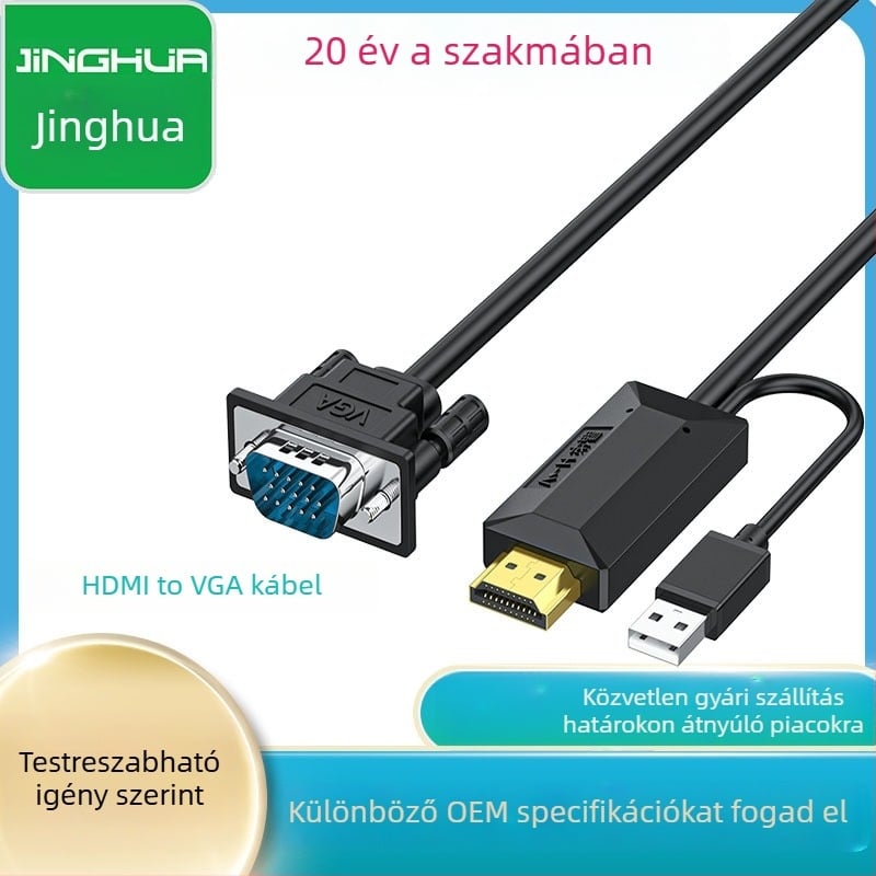 HDMI–to–VGA átalakító kábel Z128C, rézmagú, fejlett chip, hossz 1–10 m