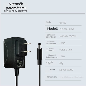 12V1A tápegység-adapter, 3C-tanúsítvány, 12W 3C-sorozat LED/megfigyelés/set-top box/router számára, Chuang Kesheng
