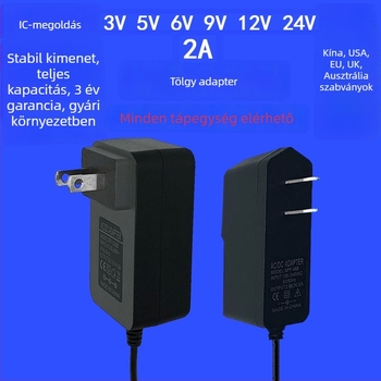 Többkimenetű kapcsolóüzemű tápegység 12V/2A, 5V/2A és 9V/2A kimenetekkel masszírozókhoz, set-top boxokhoz és LED világításhoz
