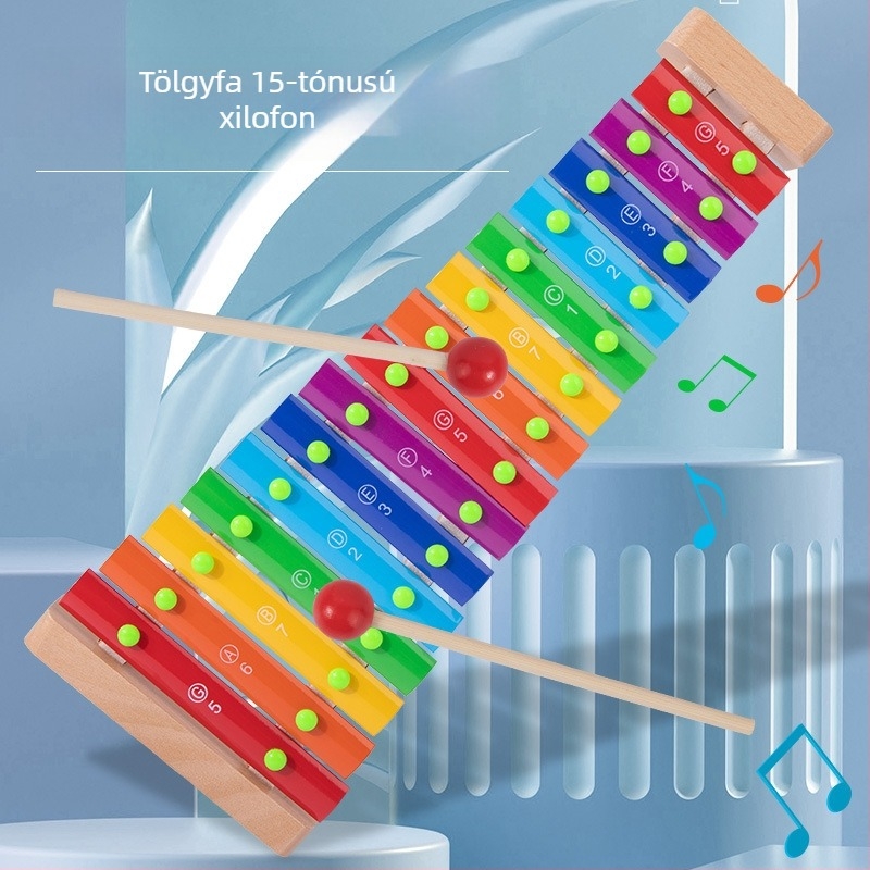 Glockenspiel gyerekeknek, kézi ütőhangszer, 15-tonos, rozsdamentes acél