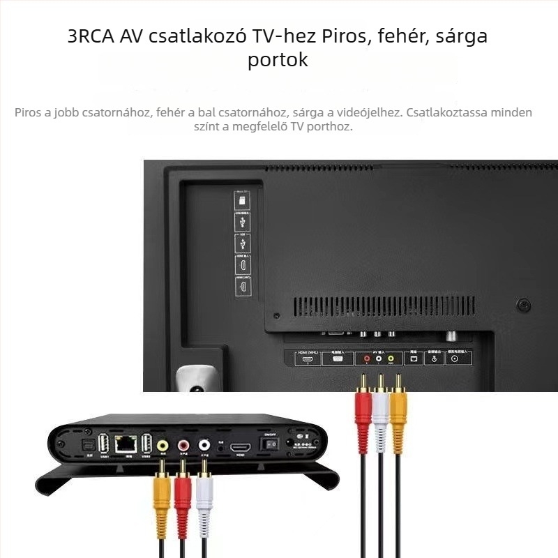 3RCA–3RCA audio/video kábel, színkódolt háromfejű RCA, aranyozott érintkezők, réz vezető, hossz 1,5–15 m