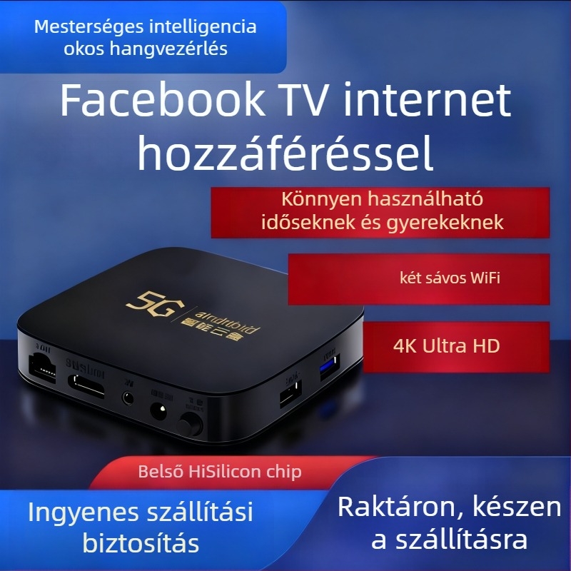 Androidos 4K Set-top box Bluetooth, Wi-Fi, 8 GB tárhely