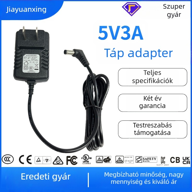 Tápegység 5V 3A, falra szerelhető adapter, UL CCC CE KC UKCA PSE tanúsítvánnyal, kompatibilis set-top boxszal, routerrel és LED világítással