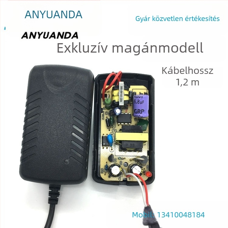 12V 1A PWM kapcsolóüzemű tápegység set-top boxhoz, routerhez és LED-szalaghoz — bemenet 110-240V AC, kimenet 12V, 12W, kimeneti zaj <100 mV, hatékonyság 88%
