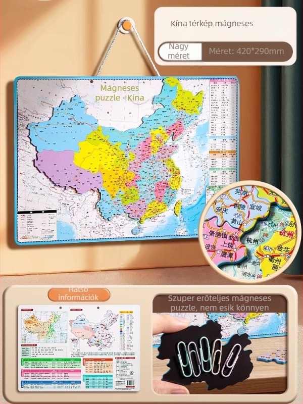 Deli mágneses világtérkép puzzle – sík puzzle 4–6 éves gyerekeknek