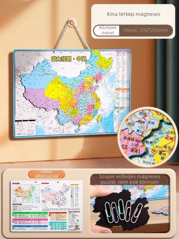 Deli mágneses világtérkép puzzle – sík puzzle 4–6 éves gyerekeknek
