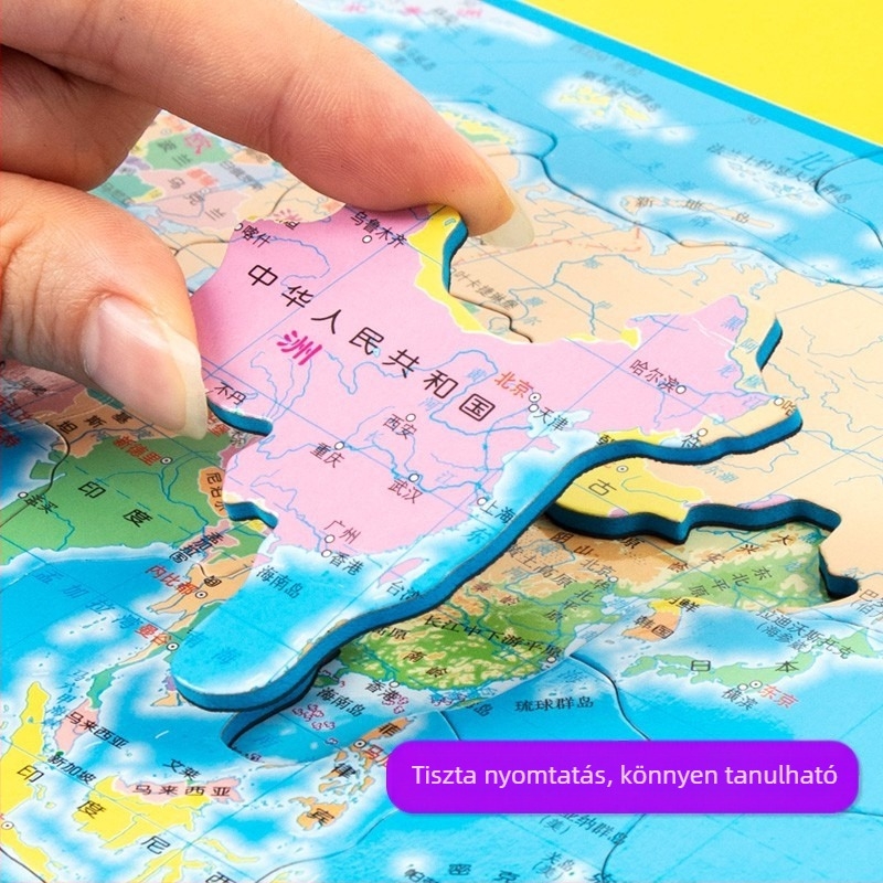 Deli mágneses világtérkép puzzle – sík puzzle 4–6 éves gyerekeknek