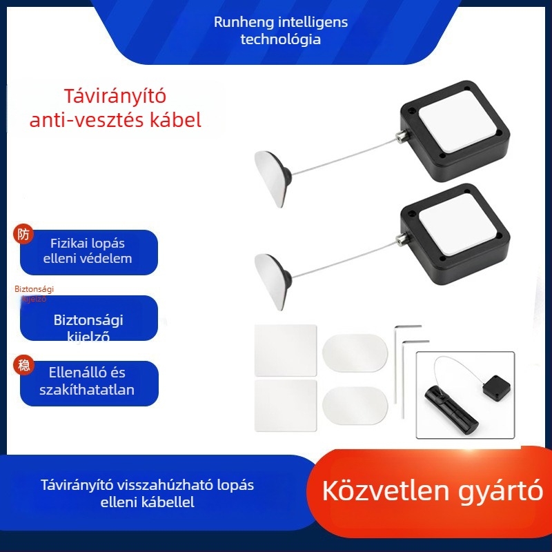 Langzheng Electronics LZ-098 Húzható távirányító tekercs acélsodronnyal, anti-loss zár, asztali kijelzőhöz (Model LZ-098, Hőmérséklet -30–70°C, Páratartalom ≤90%)