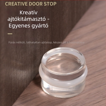 Ajtóstop, akrilcilinder, öntapadós, padlóra szerelhető, átlátszó fényes felület, modell Átlátszó Henger 1