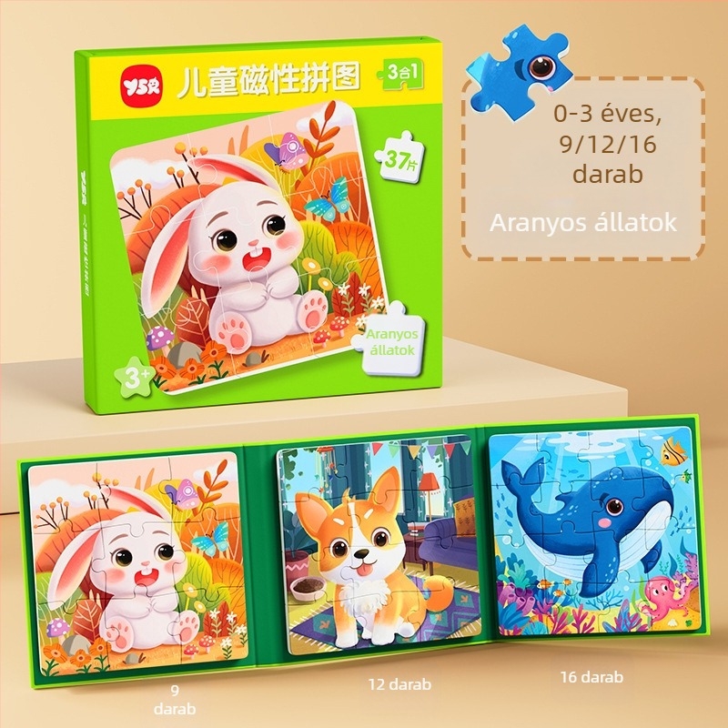 Mágneses lapos puzzle gyerekeknek 4–6 éveseknek, anyag: papír, DIY (Anyag: Papír; Korosztály: 4–6 év; DIY: Igen)