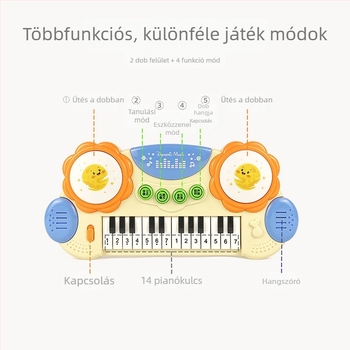 Elektronikus orgona játék - többfunkciós korai oktatási hangszer dob és fényzene - műanyag, GH, 4–6 éveseknek