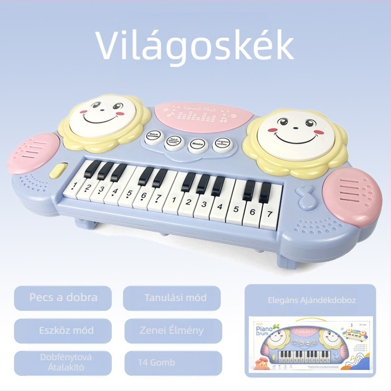 Elektronikus orgona játék - többfunkciós korai oktatási hangszer dob és fényzene - műanyag, GH, 4–6 éveseknek