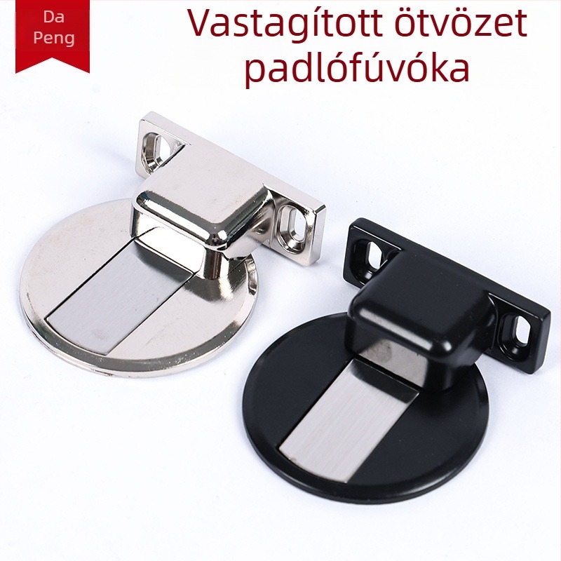 Padlóba szerelt mágneses ajtóstop, cinkötvözetből, modell Alloy floor absorber, kézi működtetés, szabványos kivitel
