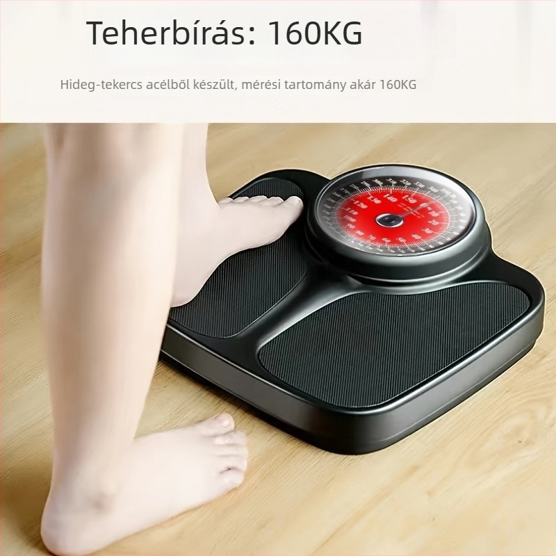 Mechanikus mérleg mutatóval – csúszásmentes és tartós, kettős kijelzés kg és lb, 160 kg kapacitás, Qixin